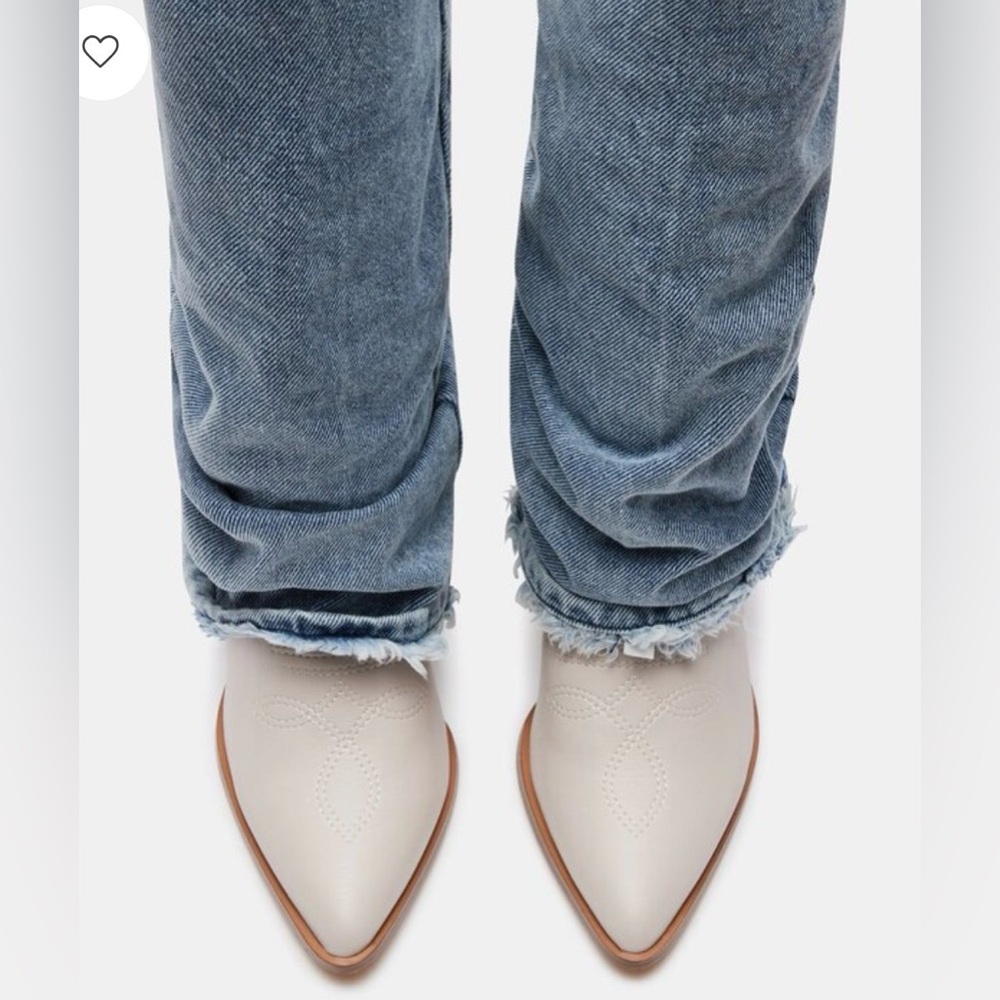 Steve Madden Lassy Denim Cowboy Boot Frayed Hem Western Festival | Size 5M - Picture 4 of 16